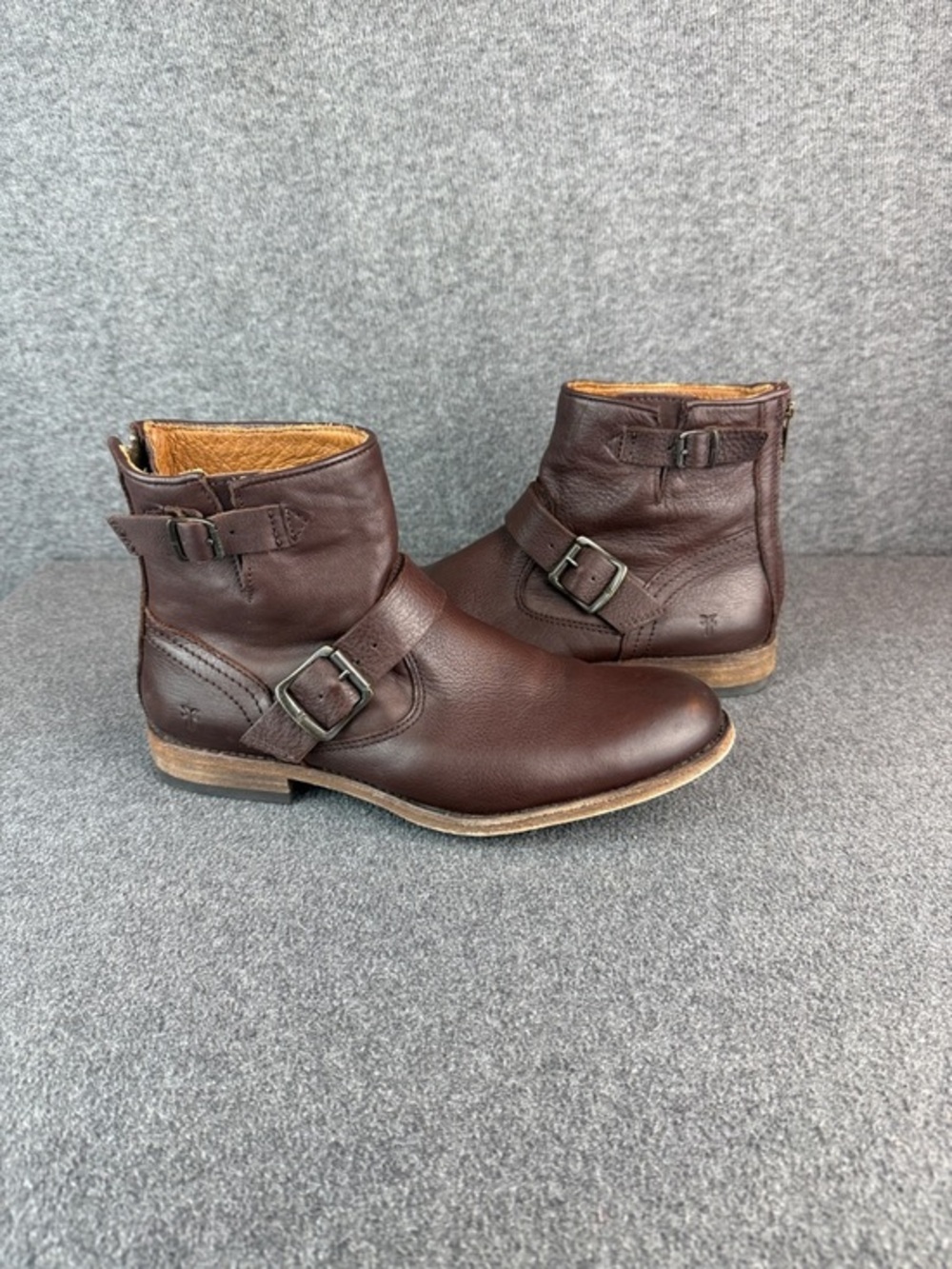 FRYE Tyler Engineer Boots Brown Leather Western Biker Ankle Boots 8.5B